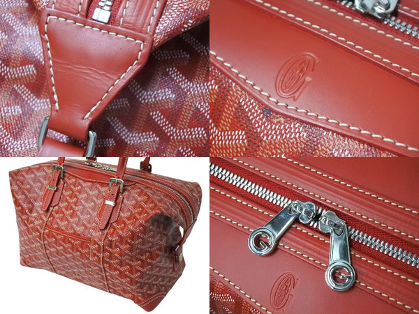 Like new GOYARD Boston bag Boeing 30 Red PVC coated canvas Leather Silver hardware Used 4c069703