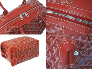 Like new GOYARD Boston bag Boeing 30 Red PVC coated canvas Leather Silver hardware Used 4c069703