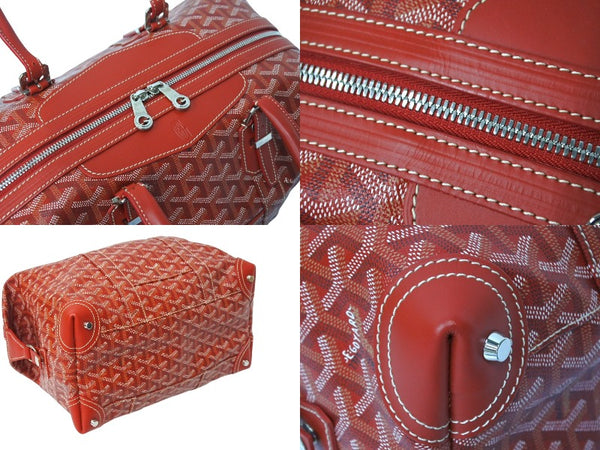 Like new GOYARD Boston bag Boeing 30 Red PVC coated canvas Leather Silver hardware Used 4c069703