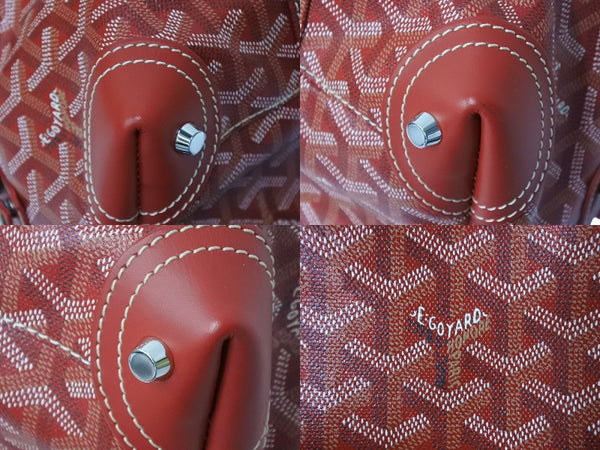 Like new GOYARD Boston bag Boeing 30 Red PVC coated canvas Leather Silver hardware Used 4c069703