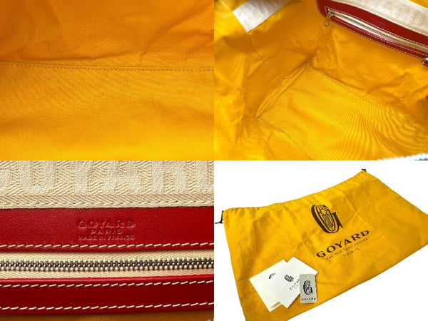 Like new GOYARD Boston bag Boeing 30 Red PVC coated canvas Leather Silver hardware Used 4c069703