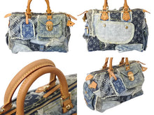 画像をギャラリービューアに読み込む, LOUIS VUITTON ルイ ヴィトン スピーディ30 ハンドバッグ M95380 モノグラムデニム パッチワーク インディゴ 美品 中古 4c069721
