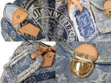 画像をギャラリービューアに読み込む, LOUIS VUITTON ルイ ヴィトン スピーディ30 ハンドバッグ M95380 モノグラムデニム パッチワーク インディゴ 美品 中古 4c069721