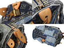 画像をギャラリービューアに読み込む, LOUIS VUITTON ルイ ヴィトン スピーディ30 ハンドバッグ M95380 モノグラムデニム パッチワーク インディゴ 美品 中古 4c069721