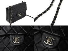 画像をギャラリービューアに読み込む, CHANEL シャネル ミニマトラッセ Sフラップ Sチェーンショルダーバッグ 5番台 ラムスキン ブラック シルバー金具 美品 中古 4c069750
