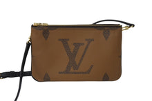 画像をギャラリービューアに読み込む, 極美品 LOUISVUITTON ルイヴィトン ポシェットドゥーブル ショルダーバッグ M69203モノグラムジャイアントリバース ブラウン 中古 4c069759