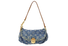 画像をギャラリービューアに読み込む, LOUIS VUITTON ルイヴィトン ミニプリーティ ハンドバッグ M95050 モノグラムデニム レザー ブルー 美品 中古 4c069764