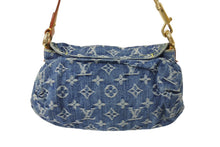 画像をギャラリービューアに読み込む, LOUIS VUITTON ルイヴィトン ミニプリーティ ハンドバッグ M95050 モノグラムデニム レザー ブルー 美品 中古 4c069764