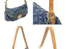 画像をギャラリービューアに読み込む, LOUIS VUITTON ルイヴィトン ミニプリーティ ハンドバッグ M95050 モノグラムデニム レザー ブルー 美品 中古 4c069764
