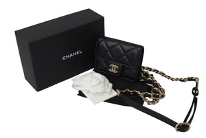 新品未使用 CHANEL シャネル チェーンウエストバッグ AP2461 ラムスキン ベルトバッグ キルティング 31番台 ココマーク 中古 4c069771