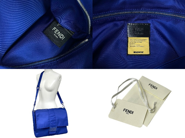 New and unused FENDI 2WAY shoulder bag baguette messenger bag large 7VA536-AG0P nylon blue used 4c069779