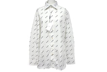 画像をギャラリービューアに読み込む, 新品未使用 BALMAIN バルマン 長袖シャツ 95-104 BA 9912-I01 総柄ロゴ プリント サイズS ホワイト コットン 中古 4c069792