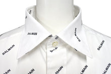 画像をギャラリービューアに読み込む, 新品未使用 BALMAIN バルマン 長袖シャツ 95-104 BA 9912-I01 総柄ロゴ プリント サイズS ホワイト コットン 中古 4c069792