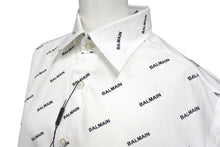 画像をギャラリービューアに読み込む, 新品未使用 BALMAIN バルマン 長袖シャツ 95-104 BA 9912-I01 総柄ロゴ プリント サイズS ホワイト コットン 中古 4c069792