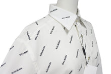 画像をギャラリービューアに読み込む, 新品未使用 BALMAIN バルマン 長袖シャツ 95-104 BA 9912-I01 総柄ロゴ プリント サイズS ホワイト コットン 中古 4c069792