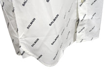 画像をギャラリービューアに読み込む, 新品未使用 BALMAIN バルマン 長袖シャツ 95-104 BA 9912-I01 総柄ロゴ プリント サイズS ホワイト コットン 中古 4c069792