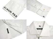 画像をギャラリービューアに読み込む, 新品未使用 BALMAIN バルマン Lettering Logo Over the Placket レタリングロゴ 長袖シャツ 95 BA 9953-I01 サイズS ホワイト 中古 4c069793