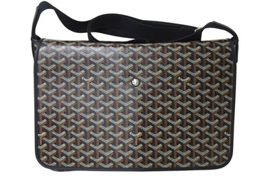 新品同様 GOYARD ゴヤール カペシアンMM メッセンジャーショルダーバッグ PVC レザー ブラック ブラウン 中古 4c069794