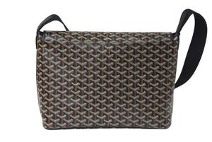 新品同様 GOYARD ゴヤール カペシアンMM メッセンジャーショルダーバッグ PVC レザー ブラック ブラウン 中古 4c069794