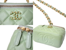 画像をギャラリービューアに読み込む, 新品同様 CHANEL シャネル チェーンショルダーバッグ 2WAYバニティバッグ ココマーク ランダム番台 グリーン系 ラムスキン 中古 4c069796