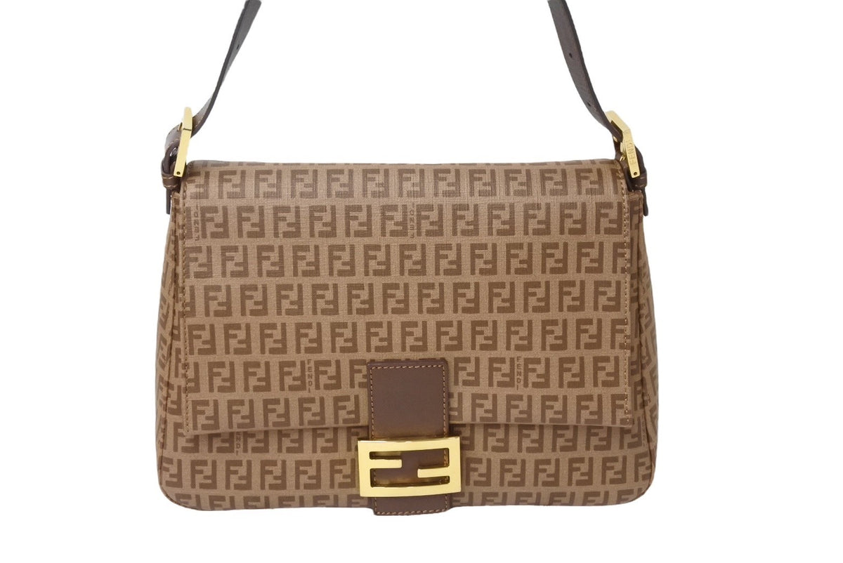 ★らいむ★美品✨フェンディ　ハンドバッグ　ズッキーノ　ブラウン　ロゴ ☆らいむ☆美品✨フェンディ ハンドバッグ ズッキーノ ブラウン ロゴ