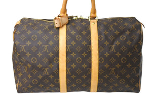 LOUIS VUITTON ルイヴィトン モノグラム キーポル45 ボストンバッグ M41428 ブラウン ロゴ ゴールド金具 美品 中古 4c069824