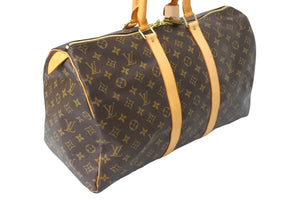 LOUIS VUITTON ルイヴィトン モノグラム キーポル45 ボストンバッグ M41428 ブラウン ロゴ ゴールド金具 美品 中古 4c069824