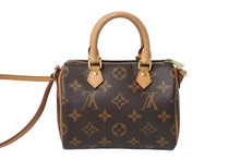 画像をギャラリービューアに読み込む, LOUIS VUITTON ルイヴィトン ナノスピーディ ハンドバッグ 2WAY M61252 モノグラムキャンバス ヌメ革 美品 中古 4c069833