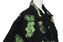 画像をギャラリービューアに読み込む, 新品未使用 Endless Denim エンドレスデニム デニムジャケット 刺繍 ブラック グリーン サイズM 中古 4c069843