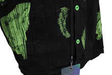 画像をギャラリービューアに読み込む, 新品未使用 Endless Denim エンドレスデニム デニムジャケット 刺繍 ブラック グリーン サイズM 中古 4c069843