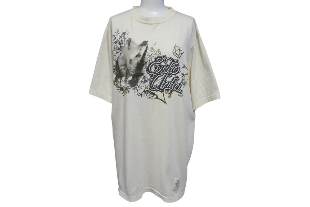 ECKO Echo Rhinoceros Print Tops Short Sleeve T-shirt Kinari Cotton 920-069261 Beige Size M Good Condition Used 4c069864