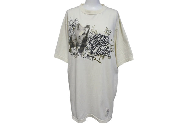ECKO Echo Rhinoceros Print Tops Short Sleeve T-shirt Kinari Cotton 920-069261 Beige Size M Good Condition Used 4c069864