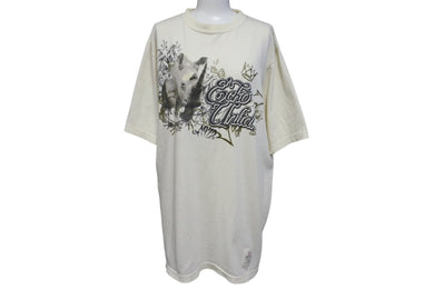 ECKO エコー サイ プリント トップス 半袖Tシャツ キナリ コットン 920-069261 ベージュ サイズM 美品 中古 4c069864