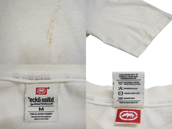 ECKO Echo Rhinoceros Print Tops Short Sleeve T-shirt Kinari Cotton 920-069261 Beige Size M Good Condition Used 4c069864