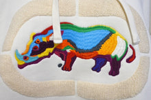 Load image into Gallery viewer, 新品未使用 ECKO Dear1993.art Do The Knowledge Rhino Hoodie ホワイト コットン 刺繍 サイズL 中古 4c069867