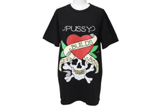 New and unused LA ROPA Pussy Builds Strong Bones T-shirt Harley Sampling Black Orange Cotton Size S Used 4c069874