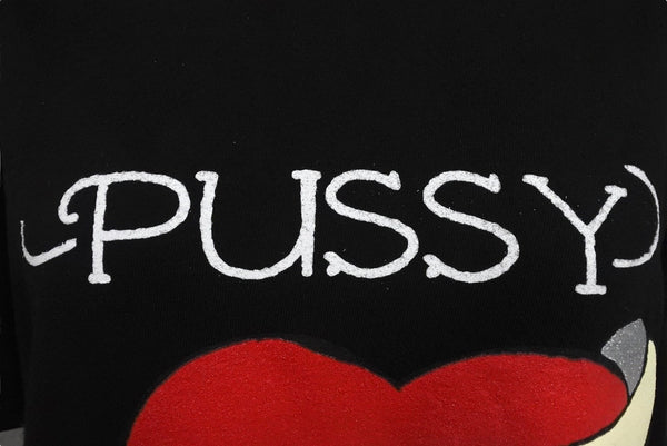 New and unused LA ROPA Pussy Builds Strong Bones T-shirt Harley Sampling Black Orange Cotton Size S Used 4c069874