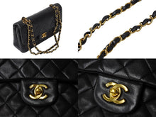 画像をギャラリービューアに読み込む, CHANEL シャネル チェーンショルダーバッグ Wフラップ マトラッセ23 ラムスキン 3番台 ブラック ゴールド 美品 中古 4c069887