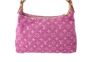 極美品 LOUIS VUITTON ルイヴィトン バギーPM ワンショルダーバッグ M95212 モノグラム デニム レザー ピンク 中古 4c069889