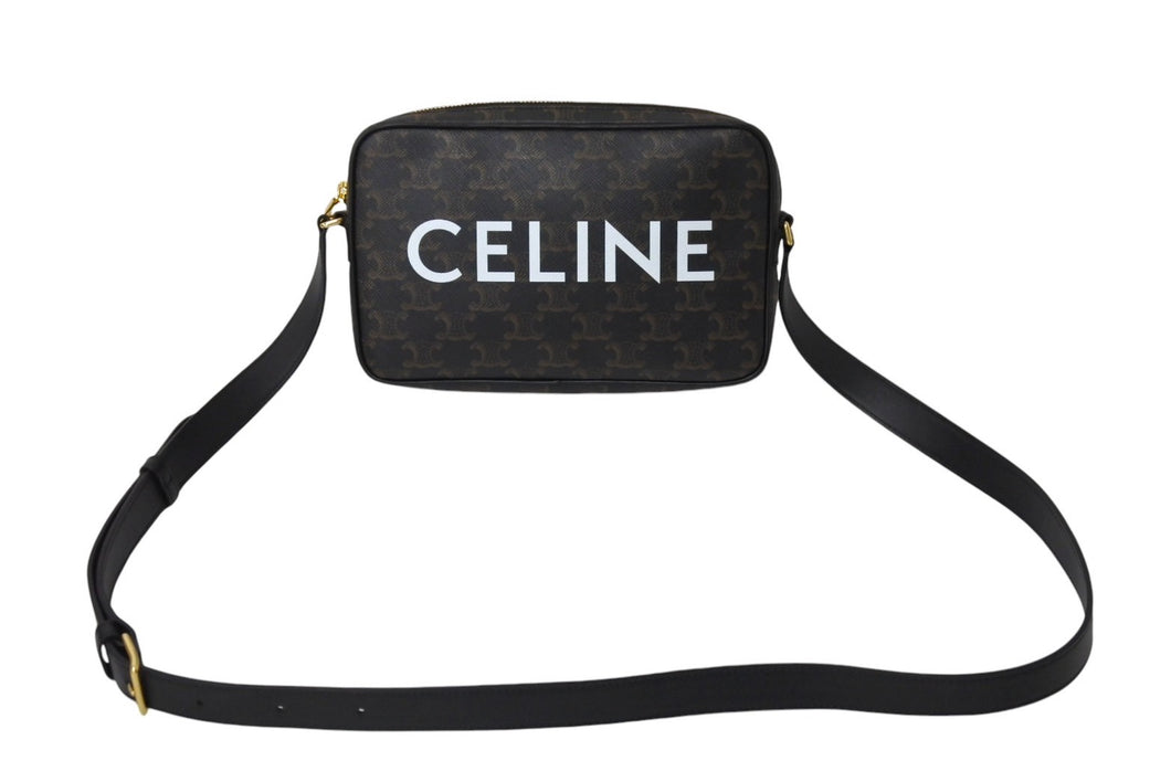 極美品 CELINE セリーヌ ミディアム メッセンジャーバッグ ショルダーバッグ 194502CIM トリオンフ PVC レザー 中古 4c069894