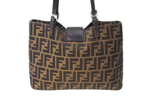 画像をギャラリービューアに読み込む, FENDI フェンディ ズッカ トートバッグ ショルダーバッグ キャンバス レザー ブラウン ブラック イエロー 美品 中古 4c069900