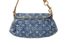 画像をギャラリービューアに読み込む, LOUIS VUITTON ルイヴィトン ミニプリーティ ハンドバッグ M95050 モノグラムデニム レザー ブルー 美品 中古 4c069903