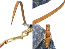画像をギャラリービューアに読み込む, LOUIS VUITTON ルイヴィトン ミニプリーティ ハンドバッグ M95050 モノグラムデニム レザー ブルー 美品 中古 4c069903