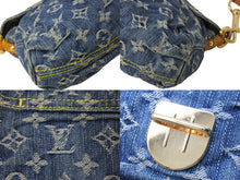 画像をギャラリービューアに読み込む, LOUIS VUITTON ルイヴィトン ミニプリーティ ハンドバッグ M95050 モノグラムデニム レザー ブルー 美品 中古 4c069903