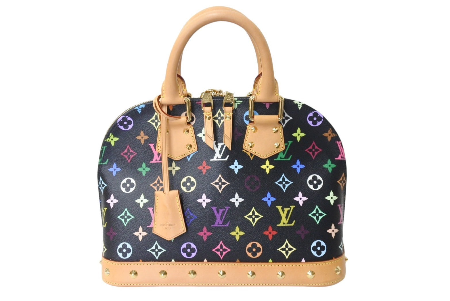 極美品 LOUIS VUITTON ルイヴィトン アルマPM ハンドバッグ モノグラム M40444 PVC ヌメ革 ブラック マルチカラー ゴールド  中古 4c069910 – Casanova Vintage