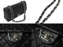 画像をギャラリービューアに読み込む, CHANEL シャネル マトラッセ25 Wチェーンショルダーバッグ Wフラップ ココマーク 8番台 ラムスキン ブラック シルバー金具 美品 中古 4c069915