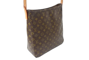 極美品 LOUIS VUITTON ルイヴィトン ルーピングGM ハンドバッグ M51145 モノグラム PVC レザー ブラウン ゴールド金具 中古 4c069916