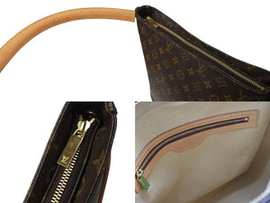 極美品 LOUIS VUITTON ルイヴィトン ルーピングGM ハンドバッグ M51145 モノグラム PVC レザー ブラウン ゴールド金具 中古 4c069916