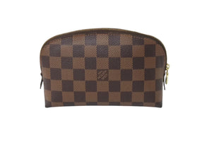 極美品 LOUIS VUITTON ルイヴィトン ポーチ N47516 ダミエ ポシェット コスメティック ブラウン ゴールド金具 中古 4c069925