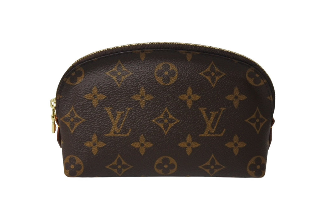 極美品 LOUIS VUITTON ルイヴィトン ポシェットコスメティックPM ポーチ M47515 モノグラム ブラウン ゴールド金具 中古 4c069932